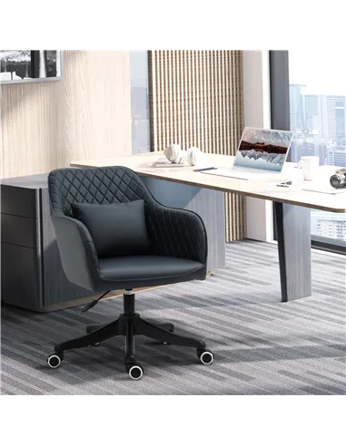 Vinsetto Velvet Office Chair, Desk Chair, Makeup Vanity Chair with Massage Lumbar Pillow and Rolling Wheels for Bedroom and Home