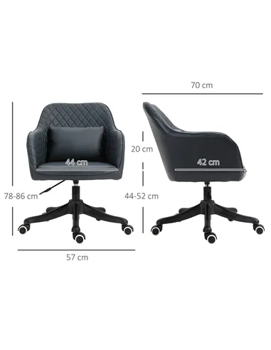 Vinsetto Velvet Office Chair, Desk Chair, Makeup Vanity Chair with Massage Lumbar Pillow and Rolling Wheels for Bedroom and Home