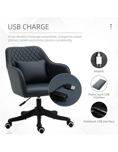 Vinsetto Velvet Office Chair, Desk Chair, Makeup Vanity Chair with Massage Lumbar Pillow and Rolling Wheels for Bedroom and Home