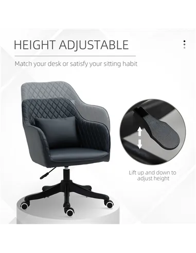 Vinsetto Velvet Office Chair, Desk Chair, Makeup Vanity Chair with Massage Lumbar Pillow and Rolling Wheels for Bedroom and Home