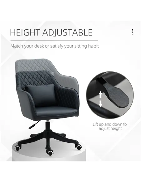 Vinsetto Velvet Office Chair, Desk Chair, Makeup Vanity Chair with Massage Lumbar Pillow and Rolling Wheels for Bedroom and Home