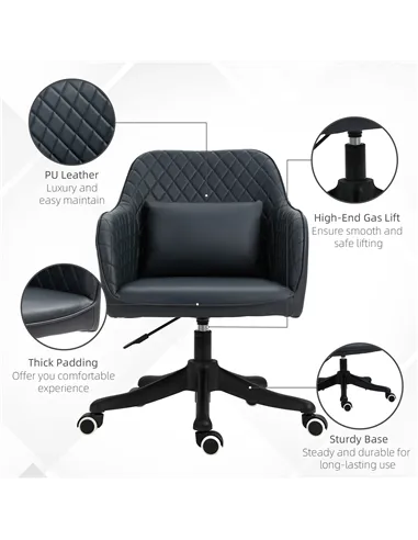 Vinsetto Velvet Office Chair, Desk Chair, Makeup Vanity Chair with Massage Lumbar Pillow and Rolling Wheels for Bedroom and Home