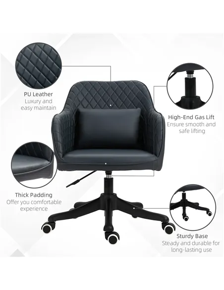 Vinsetto Velvet Office Chair, Desk Chair, Makeup Vanity Chair with Massage Lumbar Pillow and Rolling Wheels for Bedroom and Home