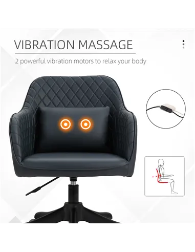 Vinsetto Velvet Office Chair, Desk Chair, Makeup Vanity Chair with Massage Lumbar Pillow and Rolling Wheels for Bedroom and Home