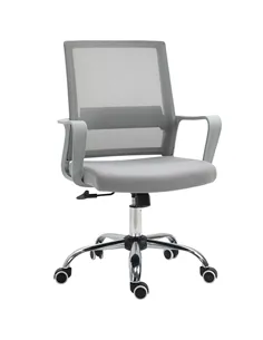 Vinsetto Ergonomic Desk Chair Mesh Office Chair with Adjustable Height Armrest and 360° Swivel Castor Wheels Grey