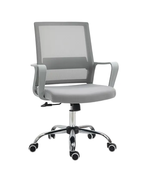 Vinsetto Ergonomic Desk Chair Mesh Office Chair with Adjustable Height Armrest and 360° Swivel Castor Wheels Grey