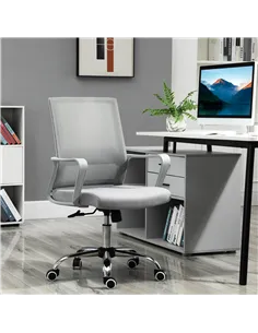 Vinsetto Ergonomic Desk Chair Mesh Office Chair with Adjustable Height Armrest and 360° Swivel Castor Wheels Grey 2