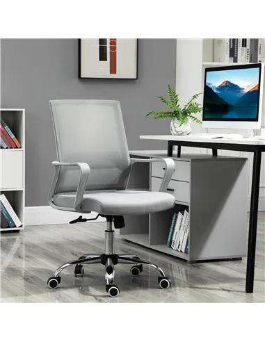 Vinsetto Ergonomic Desk Chair Mesh Office Chair with Adjustable Height Armrest and 360° Swivel Castor Wheels Grey