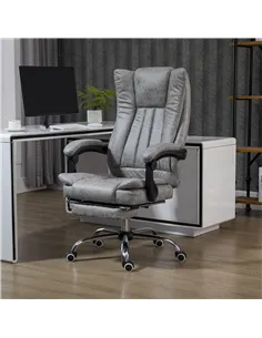 Vinsetto Home Office Chair Microfibre Desk Chair with Reclining Function Armrests Swivel Wheels Footrest Grey 2