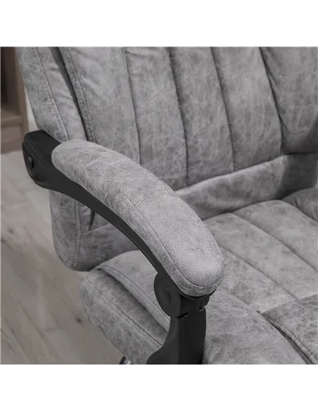 Vinsetto Home Office Chair Microfibre Desk Chair with Reclining Function Armrests Swivel Wheels Footrest Grey