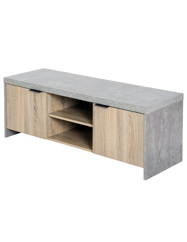 HOMCOM TV Stand for TV up to 55", 2 Doors TV Cabinet with Open Shelves, TV Unit TV Table for Living Room Bedroom Entertainment R