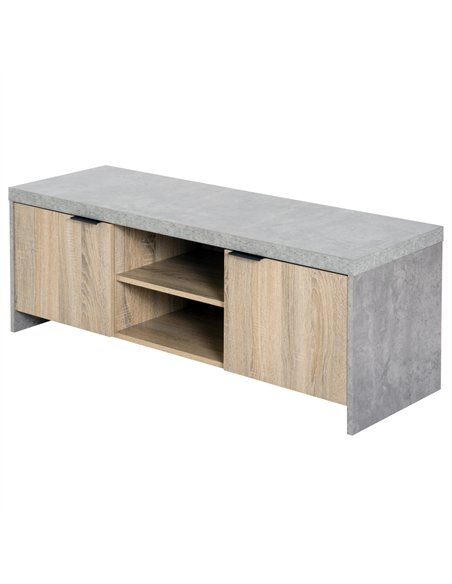 HOMCOM TV Stand for TV up to 55", 2 Doors TV Cabinet with Open Shelves, TV Unit TV Table for Living Room Bedroom Entertainment R