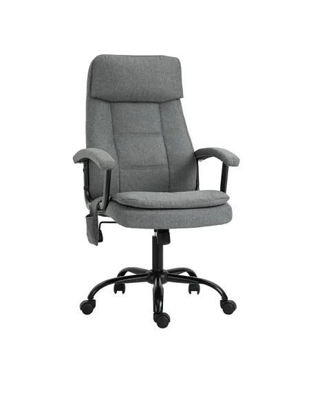 Vinsetto Office Chair, Linen Fabric Desk Chair with 2 Point Massage in Lumbar, Adjustable Height, Rolling Wheels, Grey