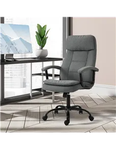Vinsetto Office Chair, Linen Fabric Desk Chair with 2 Point Massage in Lumbar, Adjustable Height, Rolling Wheels, Grey 2