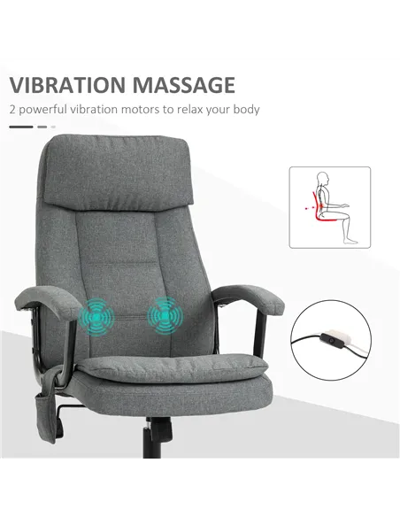 Vinsetto Office Chair, Linen Fabric Desk Chair with 2 Point Massage in Lumbar, Adjustable Height, Rolling Wheels, Grey