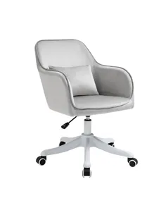 Vinsetto Velvet Office Chair, Desk Chair, Makeup Vanity Chair with Massage Lumbar Pillow and Rolling Wheels for Bedroom and Home