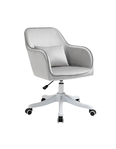 Vinsetto Velvet Office Chair, Desk Chair, Makeup Vanity Chair with Massage Lumbar Pillow and Rolling Wheels for Bedroom and Home