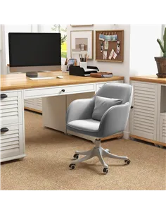 Vinsetto Velvet Office Chair, Desk Chair, Makeup Vanity Chair with Massage Lumbar Pillow and Rolling Wheels for Bedroom and Home 2