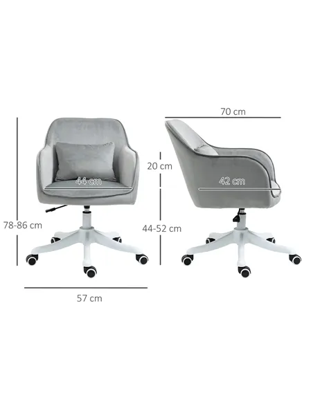Vinsetto Velvet Office Chair, Desk Chair, Makeup Vanity Chair with Massage Lumbar Pillow and Rolling Wheels for Bedroom and Home
