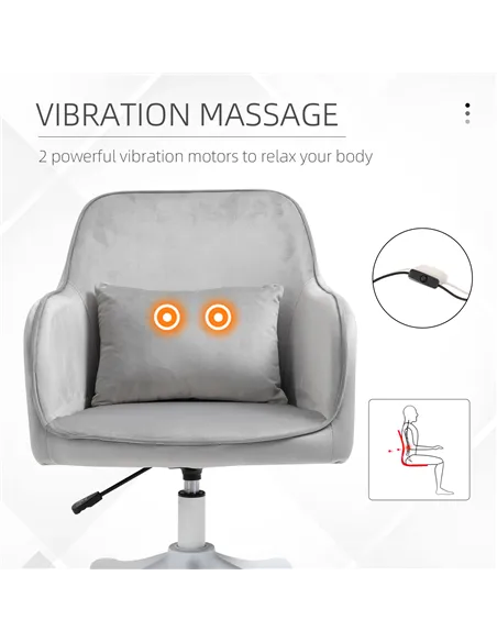 Vinsetto Velvet Office Chair, Desk Chair, Makeup Vanity Chair with Massage Lumbar Pillow and Rolling Wheels for Bedroom and Home