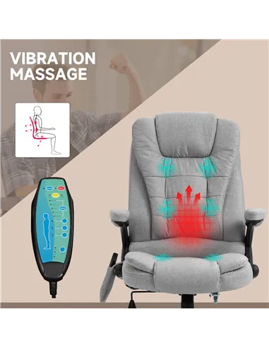 Vinsetto Office Chair, Ergonomic Fabric Desk Chair with 6-Point Massage and Back Heated, Arms, Lumbar Support, Light Grey