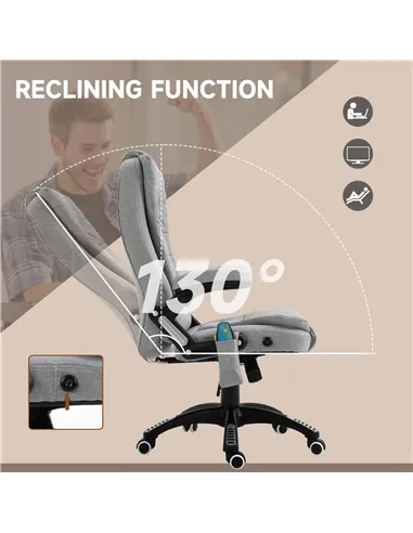 Vinsetto Office Chair, Ergonomic Fabric Desk Chair with 6-Point Massage and Back Heated, Arms, Lumbar Support, Light Grey