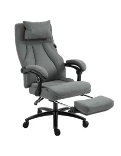 Vinsetto Office Chair, Fabric Desk Chair with Adjustable Massage Pillow, USB Power and Retractable Footrest, High Back, 360° Swi