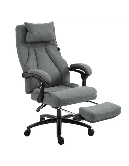 Vinsetto Office Chair, Fabric Desk Chair with Adjustable Massage Pillow, USB Power and Retractable Footrest, High Back, 360° Swi