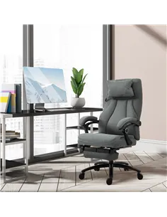 Vinsetto Office Chair, Fabric Desk Chair with Adjustable Massage Pillow, USB Power and Retractable Footrest, High Back, 360° Swi 2
