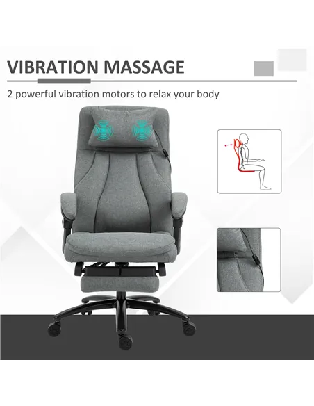 Vinsetto Office Chair, Fabric Desk Chair with Adjustable Massage Pillow, USB Power and Retractable Footrest, High Back, 360° Swi