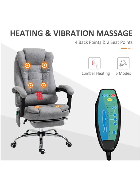 Vinsetto Heated 6 Points Vibration Massage Executive Office Chair Adjustable Swivel Ergonomic High Back Desk Chair Recliner with
