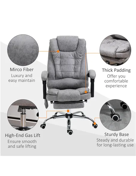 Vinsetto Heated 6 Points Vibration Massage Executive Office Chair Adjustable Swivel Ergonomic High Back Desk Chair Recliner with