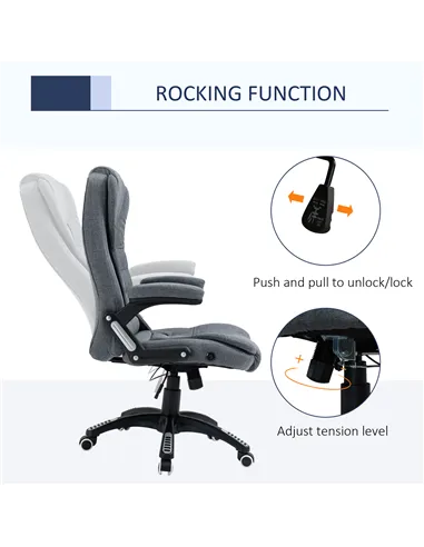 Vinsetto Ergonomic Office Chair Comfortable Desk Chair with Armrests Adjustable Height Reclining and Tilt Function Dark Grey