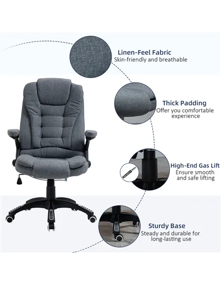 Vinsetto Ergonomic Office Chair Comfortable Desk Chair with Armrests Adjustable Height Reclining and Tilt Function Dark Grey