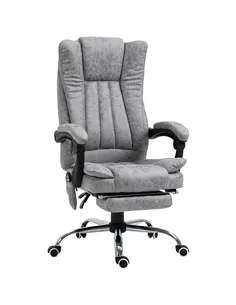 Vinsetto Office Chair with Massage and Heat, Microfibre Reclining Computer Desk Chair with Footrest and Adjustable Height, Swive