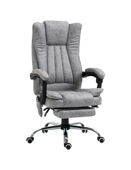 Vinsetto Office Chair with Massage and Heat, Microfibre Reclining Computer Desk Chair with Footrest and Adjustable Height, Swive