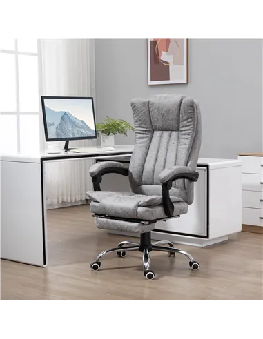 Vinsetto Office Chair with Massage and Heat, Microfibre Reclining Computer Desk Chair with Footrest and Adjustable Height, Swive