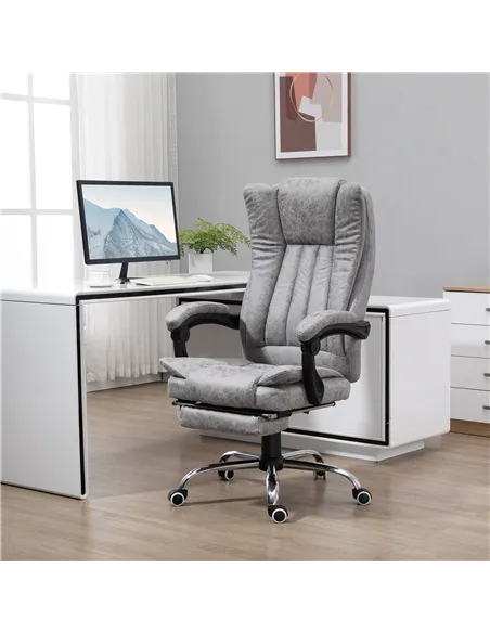 Vinsetto Office Chair with Massage and Heat, Microfibre Reclining Computer Desk Chair with Footrest and Adjustable Height, Swive
