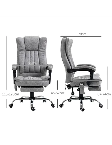 Vinsetto Office Chair with Massage and Heat, Microfibre Reclining Computer Desk Chair with Footrest and Adjustable Height, Swive