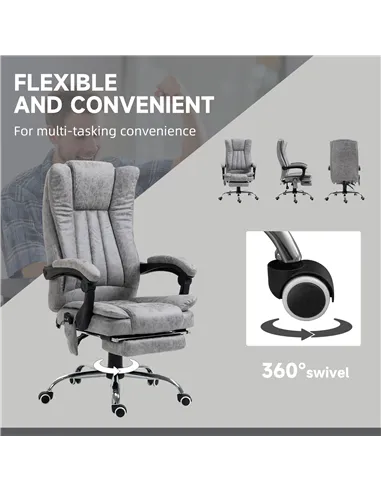 Vinsetto Office Chair with Massage and Heat, Microfibre Reclining Computer Desk Chair with Footrest and Adjustable Height, Swive