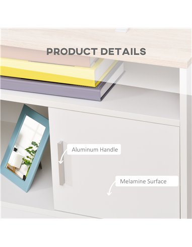 HOMCOM TV Stand Cabinet up to 50", Modern TV Unit with Storage, Open Shelves and Cable Management for Living Room, Bedroom, Whit