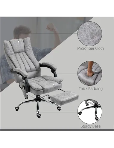 Vinsetto Office Chair with Massage and Heat, Microfibre Reclining Computer Desk Chair with Footrest and Adjustable Height, Swive