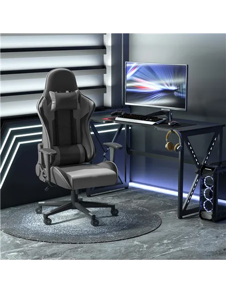 Vinsetto Gaming Chair, Computer Desk Chair, Racing Chair with Adjustable Height, Head Pillow and Lumbar Support for Adults, Blac