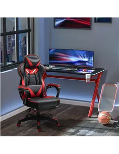 Vinsetto Computer Gaming Chair, Racing Desk Chair with Lumbar Support and Footrest, PU Leather Gamer Chair with Headrest and Swi 2