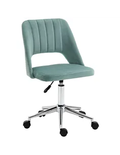 Vinsetto Mid Back Office Chair Velvet Fabric Swivel Scallop Shape Computer Desk Chair for Home Study Bedroom Green
