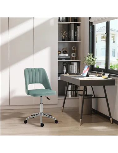 Vinsetto Mid Back Office Chair Velvet Fabric Swivel Scallop Shape Computer Desk Chair for Home Study Bedroom Green