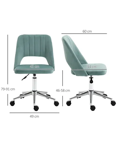 Vinsetto Mid Back Office Chair Velvet Fabric Swivel Scallop Shape Computer Desk Chair for Home Study Bedroom Green