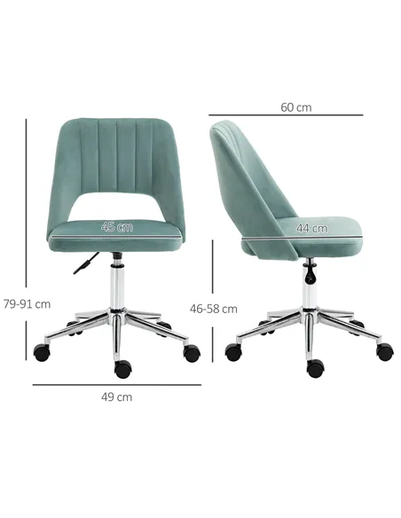 Vinsetto Mid Back Office Chair Velvet Fabric Swivel Scallop Shape Computer Desk Chair for Home Study Bedroom Green
