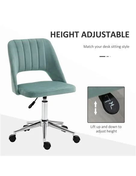Vinsetto Mid Back Office Chair Velvet Fabric Swivel Scallop Shape Computer Desk Chair for Home Study Bedroom Green
