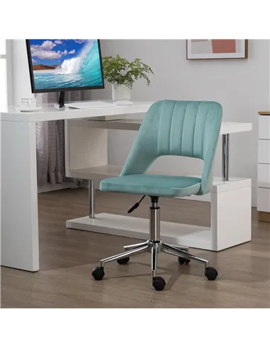 Vinsetto Mid Back Office Chair Velvet Fabric Swivel Scallop Shape Computer Desk Chair for Home Study Bedroom Green